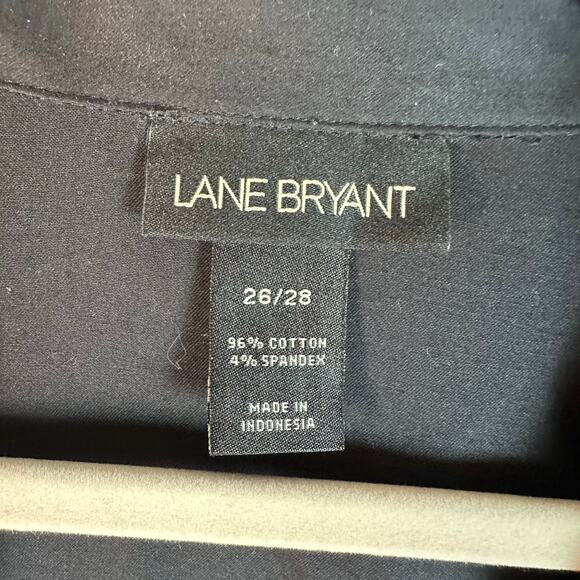 Lane Bryant blouse black button up 3/4 length sleeve Lagenlook goth plus size - Picture 7 of 11